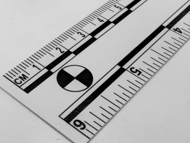 Crime Scene Professional Evidence Photography Scale, 10-Pack, 15cm/6inch Vinyl Rulers with Reference Circles, Dual Measurement (White) - Image 4